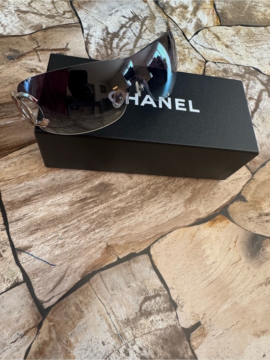 CHANEL Accessories - CHANEL Shield Sunglasses in Black with Silver Accents